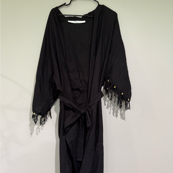 Unique Chic Black Kimono with Fringe - Picture 2 of 7